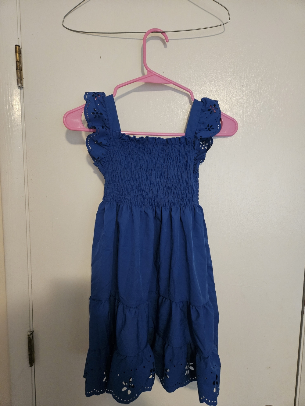 Girls Smocked Flutter Sleeve Sundress - Blue